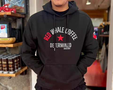 Red Whale Coffee DETERMINED Hooded Sweatshirt Black