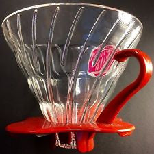 Hario Coffee Dripper-V60 Glass Single Cup Red